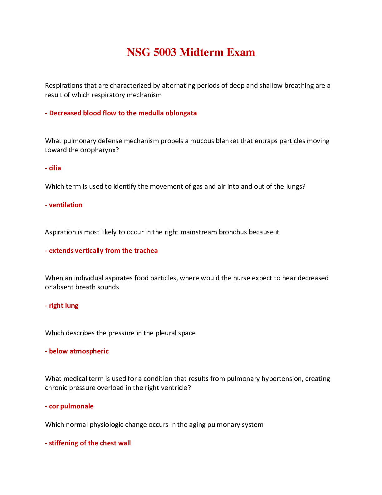 Preview image for NSG 5003 Midterm Exam (Questions and Answers)